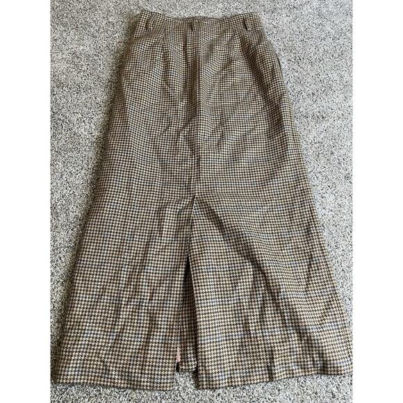 VTG Country Shop Wool Alpaca Skirt Classic Button Houndstooth Academia Size 6 - Picture 5 of 7